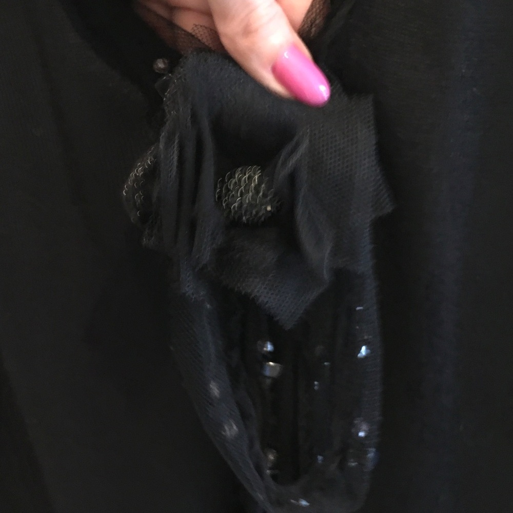 Elie Tahari Black Knit Top with Subtle Texture - Picture 4 of 7